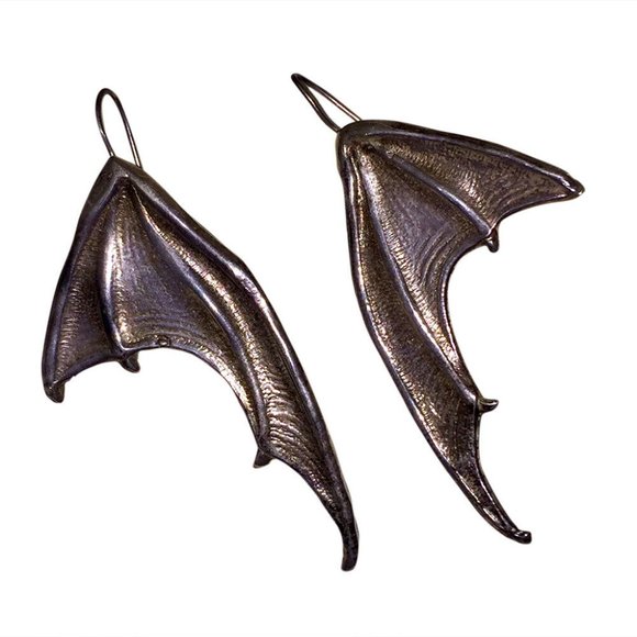 Sterling Silver Bat Wing Earrings - Picture 1 of 4